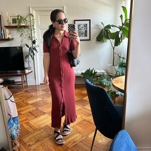 Reformation Ribbed Shirt Dress, Size XS